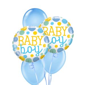 Welcome Baby Boy Dots Balloon Bouquet - Original Balloons