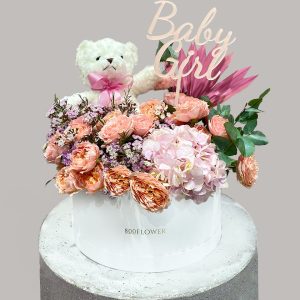 Welcome Baby Girl Round Box Package - Signature Flowers