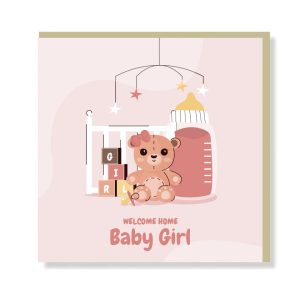 Welcome Home Baby Girl Premium Card - Original Greeting & Note Cards